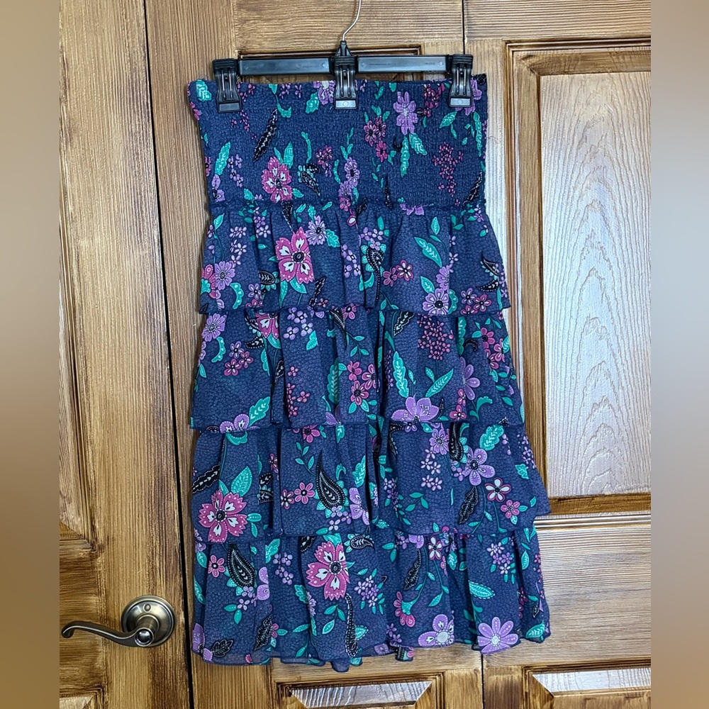 American Eagle Outfitters Navy Floral Tiered Smocked Dress